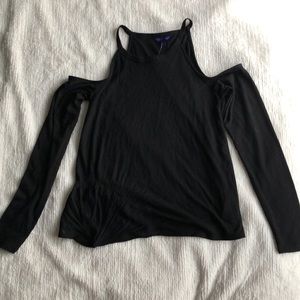 BLACK COLD SHOULDER TOP